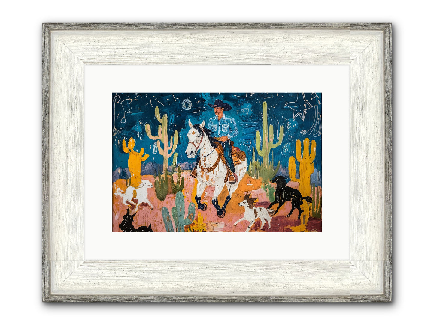 Desert Stars Framed Print - Driftwood White 15x10
