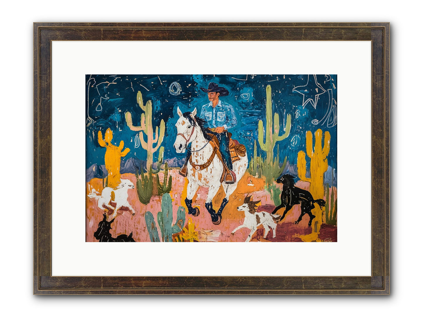 Desert Stars Framed Print - Slimwoods Black/Gold 15x10