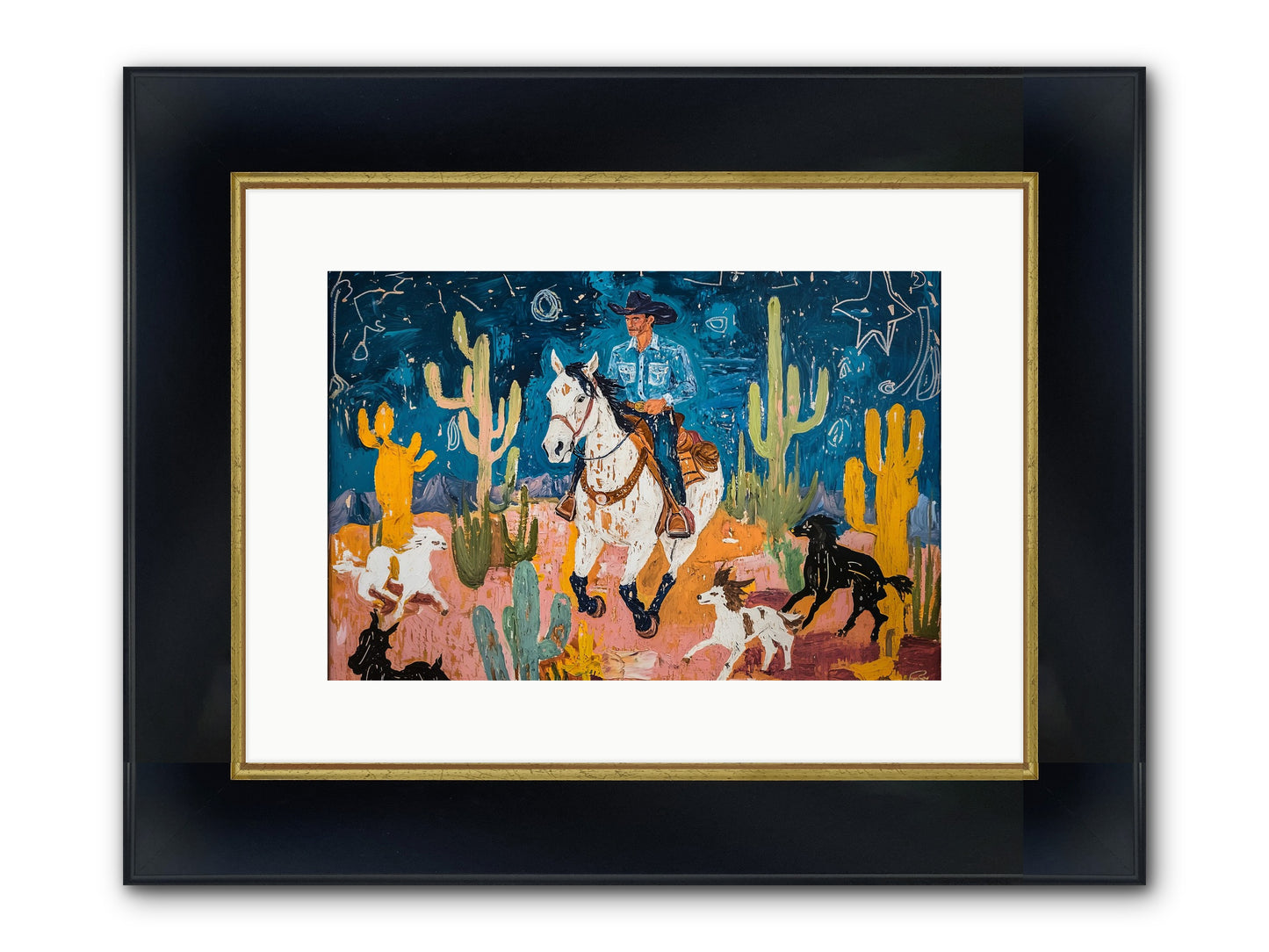 Desert Stars Framed Print - Wide Black w/Gold 15x10