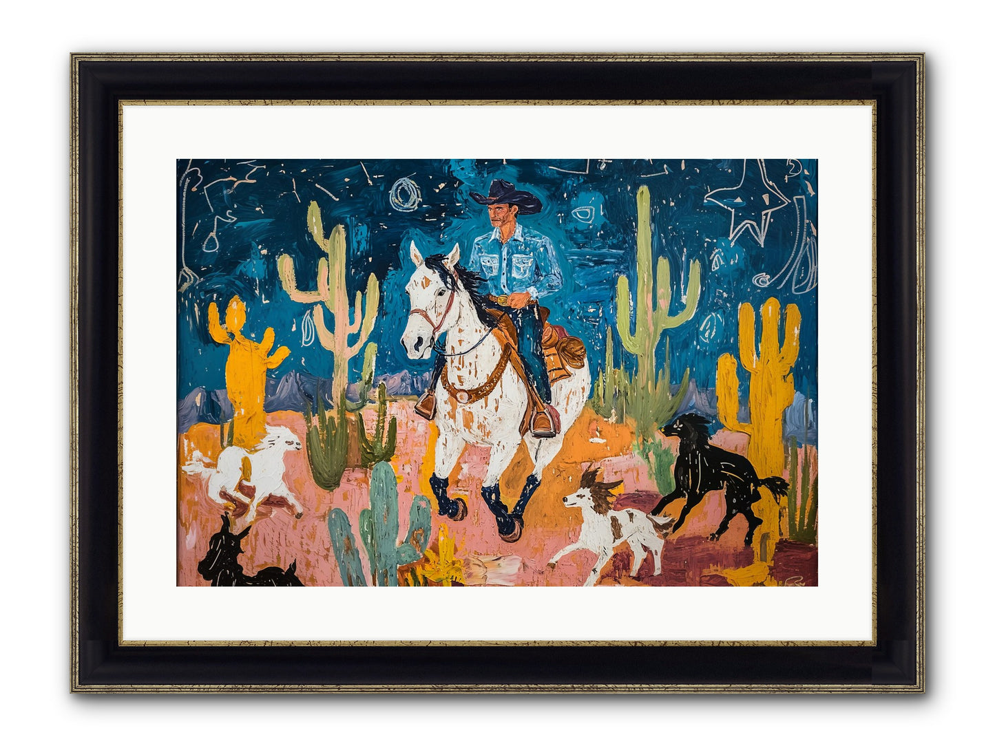 Desert Stars Framed Print - Black & Gold 24x16