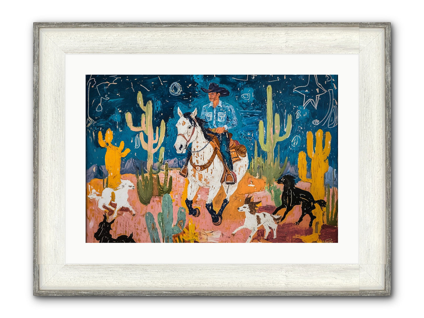 Desert Stars Framed Print - Driftwood White 24x16