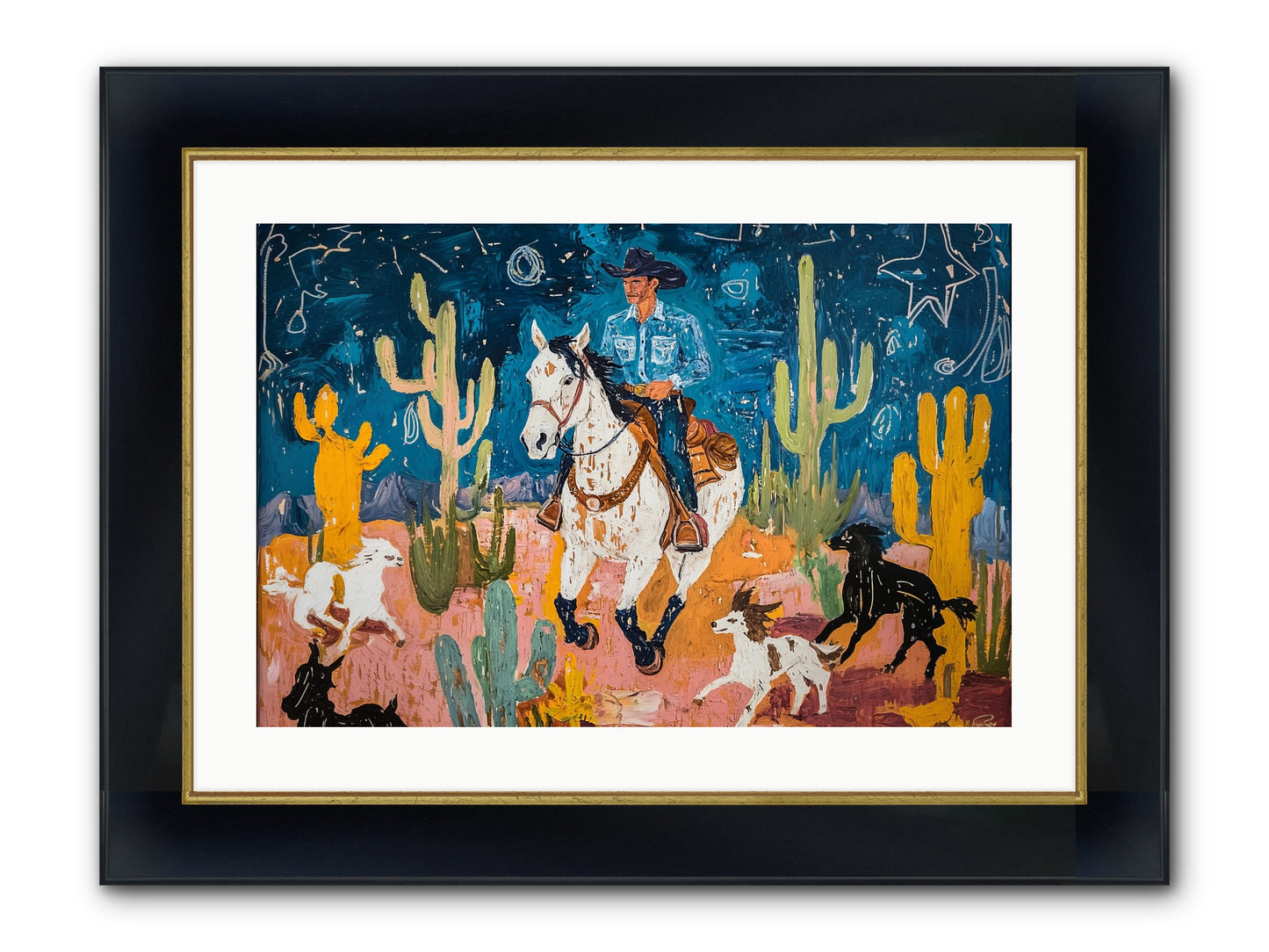 Desert Stars Framed Print - Wide Black w/Gold 24x16