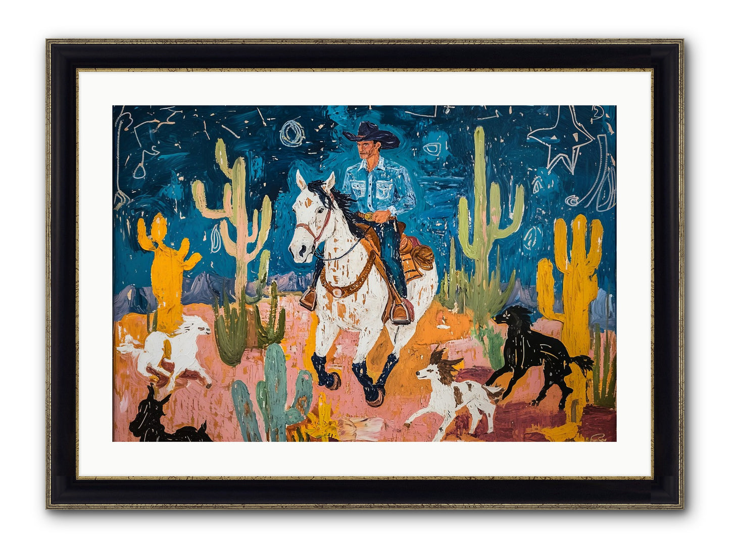Desert Stars Framed Print - Black & Gold 30x20