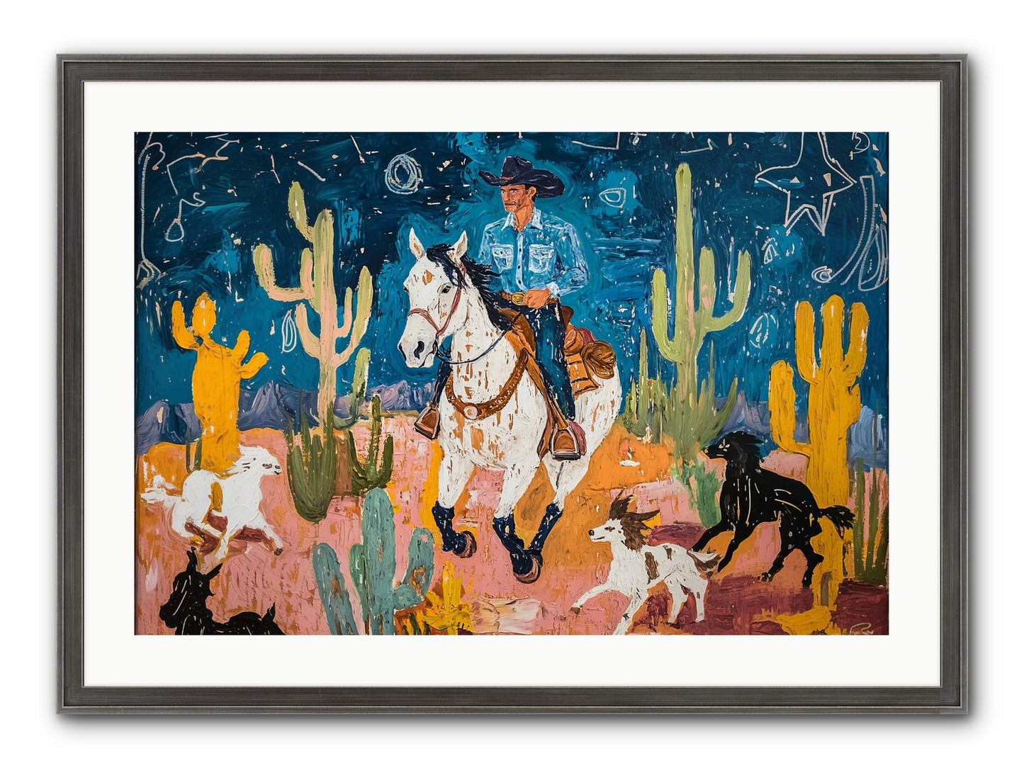 Desert Stars Framed Print - Slimwoods Black/Silver 30x20