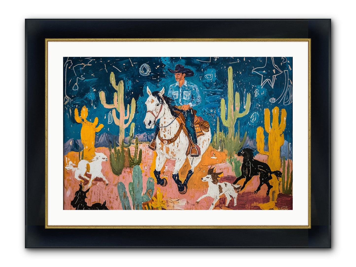 Desert Stars Framed Print - Wide Black w/Gold 30x20