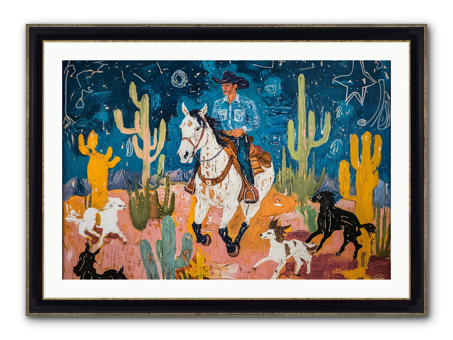 Desert Stars Framed Print - Black & Gold 36x24