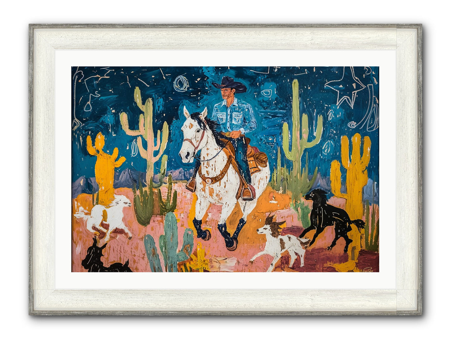 Desert Stars Framed Print - Driftwood White 36x24