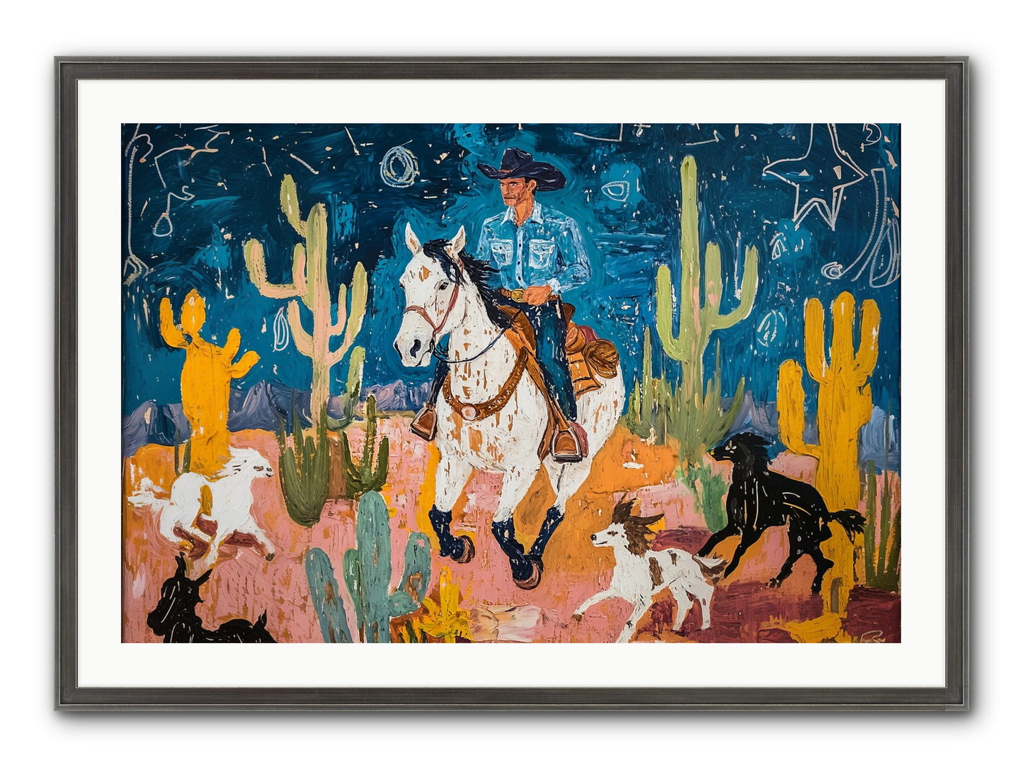Desert Stars Framed Print - Slimwoods Black/Silver 36x24