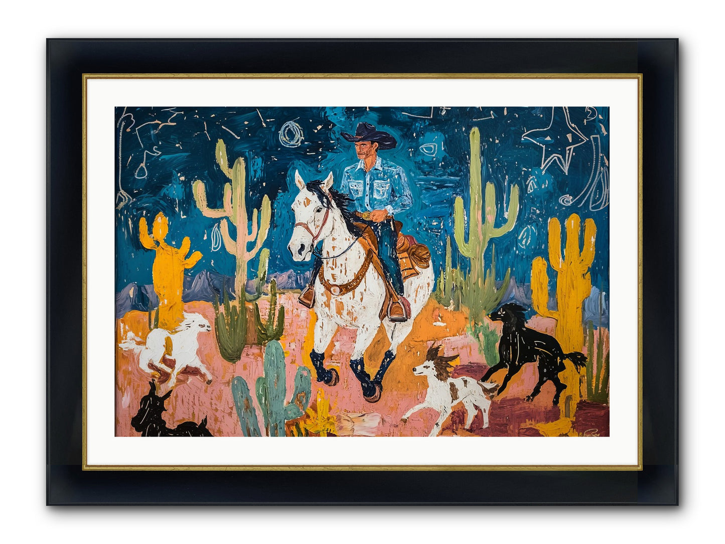 Desert Stars Framed Print - Wide Black w/Gold 36x24