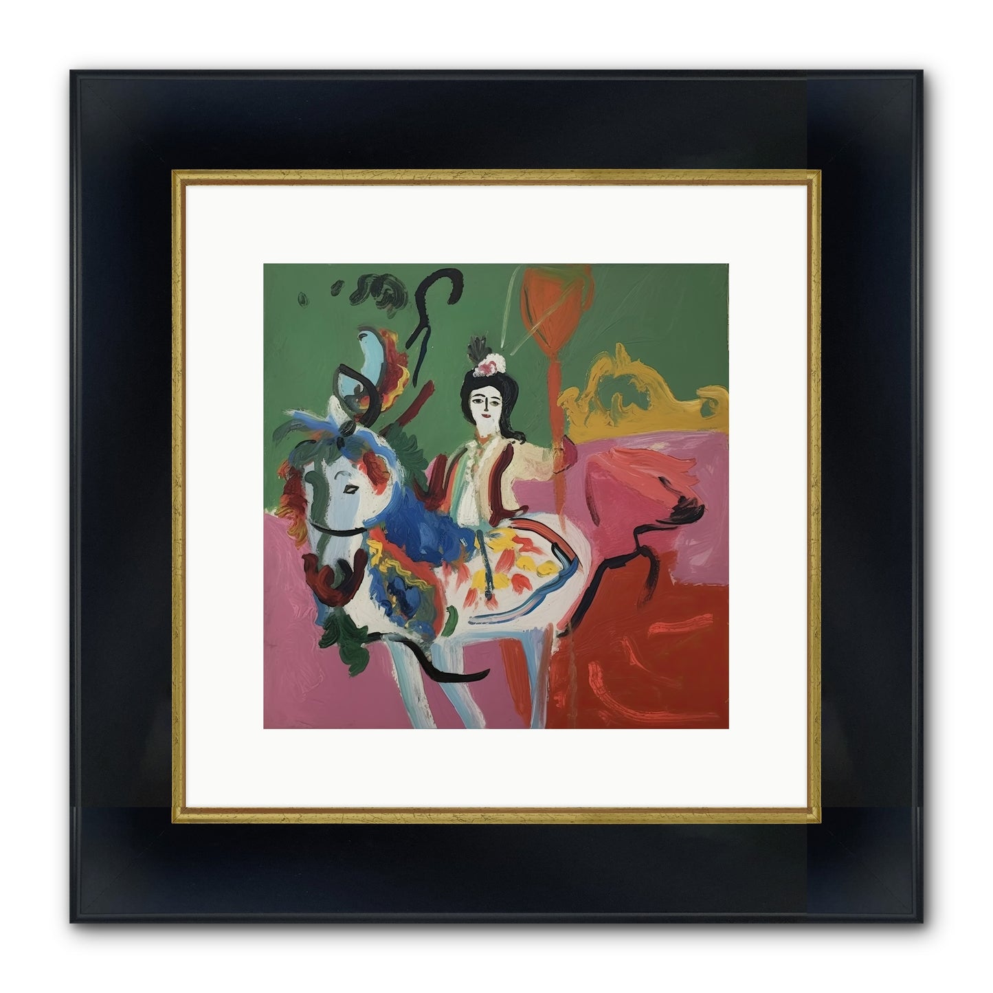 Devlin Framed Print - Wide Black w/Gold 12x12
