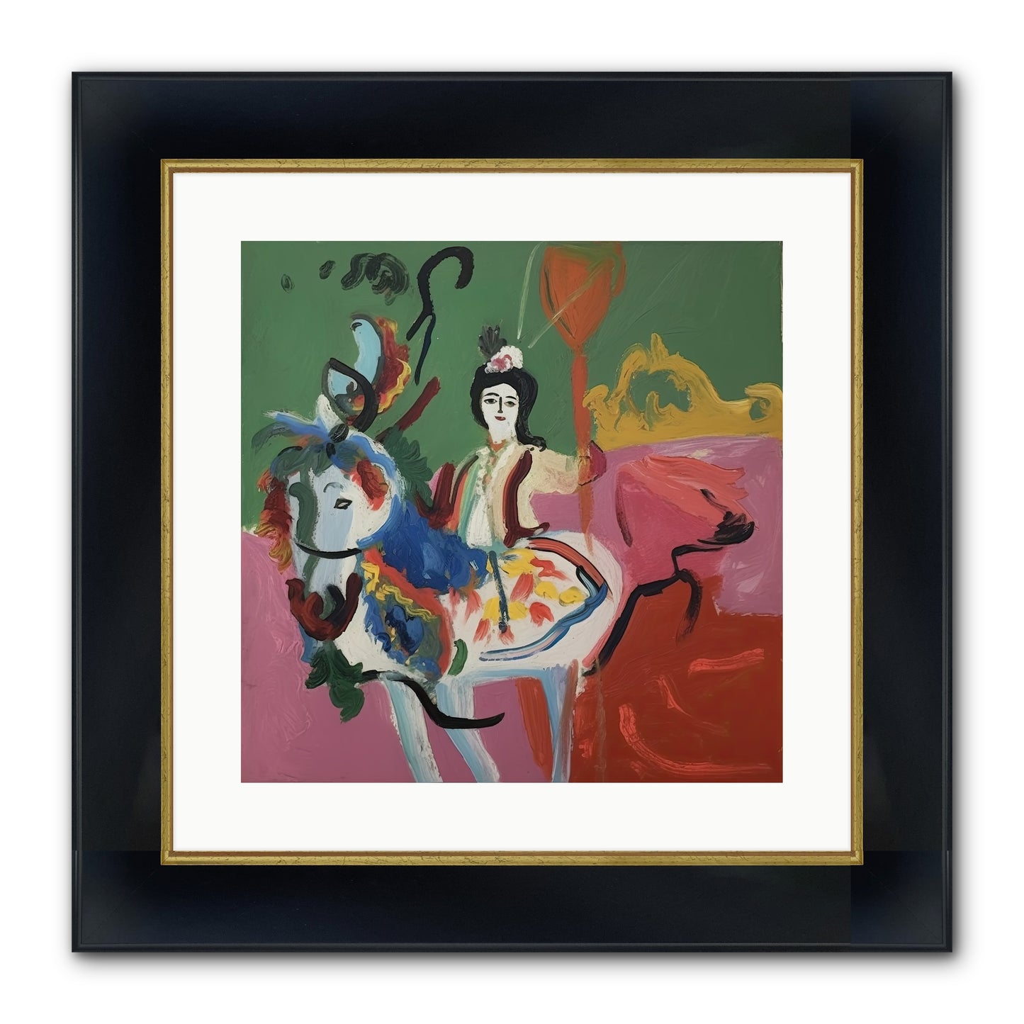 Devlin Framed Print - Wide Black w/Gold 16x16