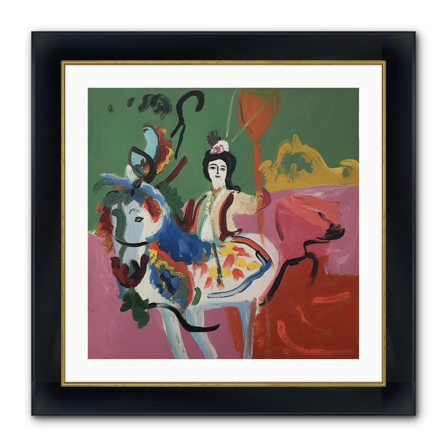 Devlin Framed Print - Wide Black w/Gold 24x24