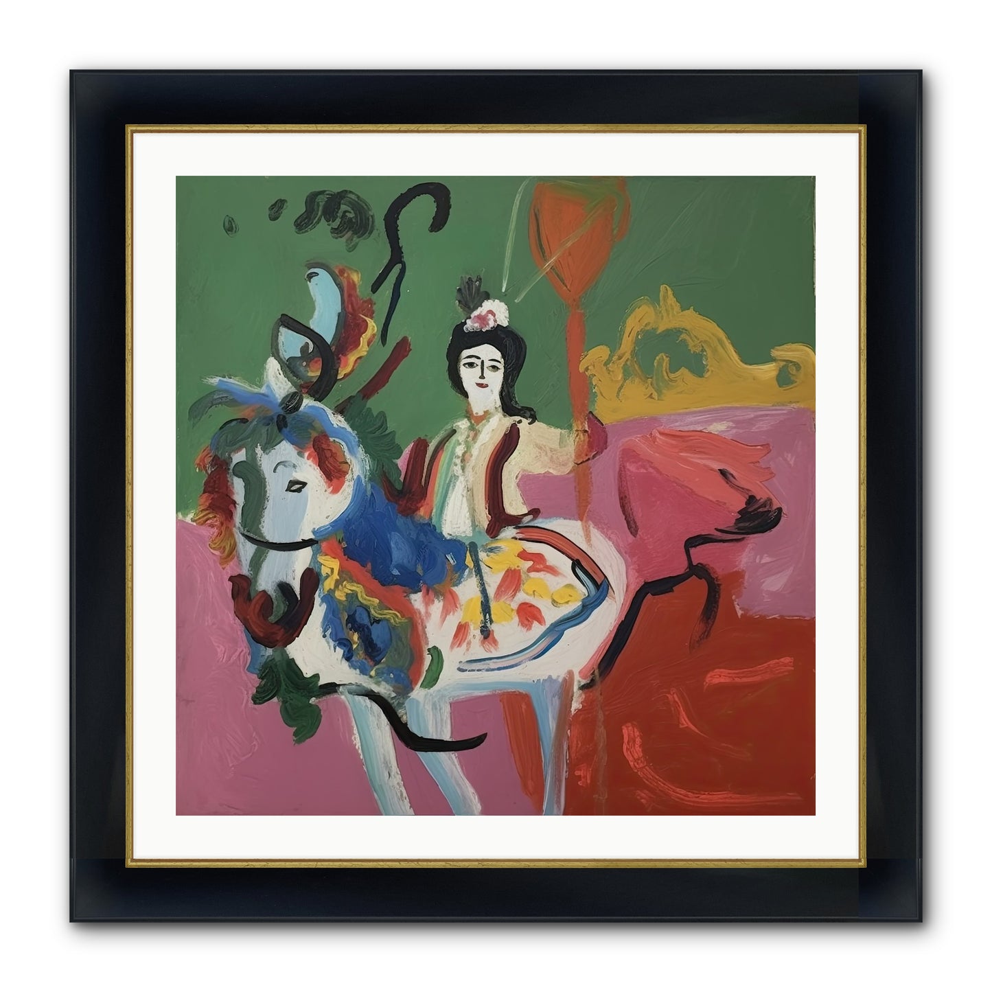 Devlin Framed Print - Wide Black w/Gold 30x30