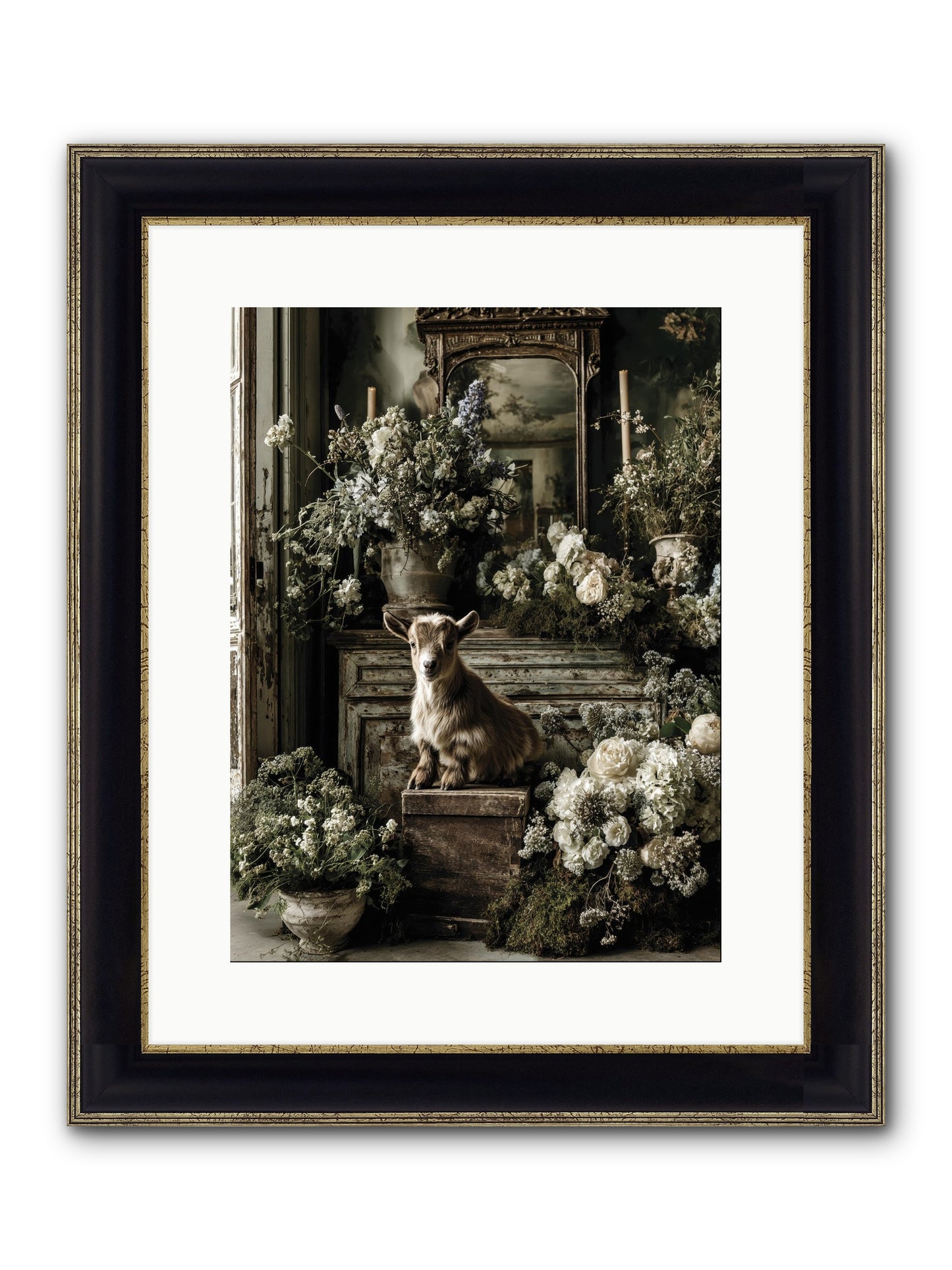 Dew Drop Framed Print - Black & Gold 12x16