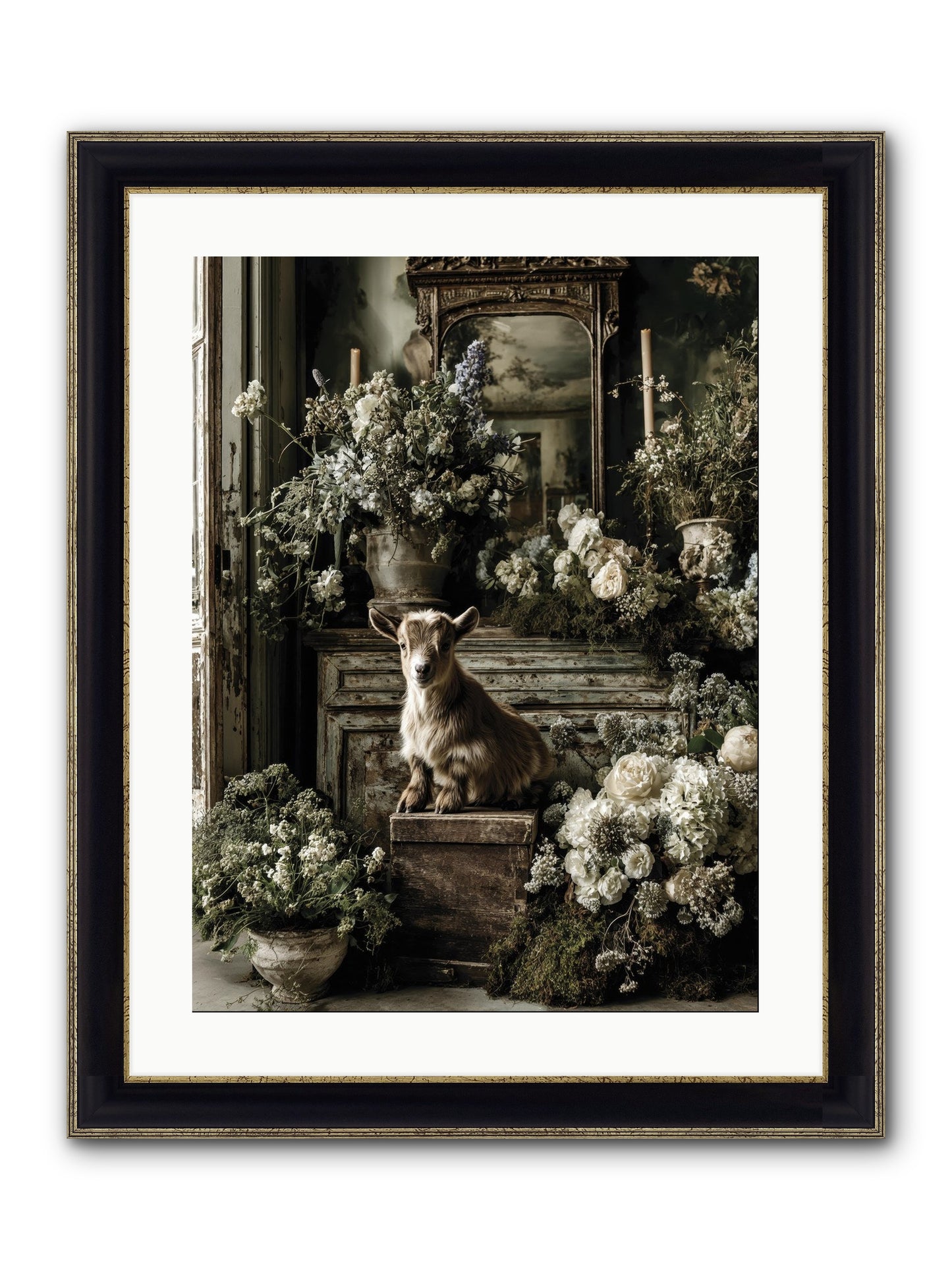 Dew Drop Framed Print - Black & Gold 18x24