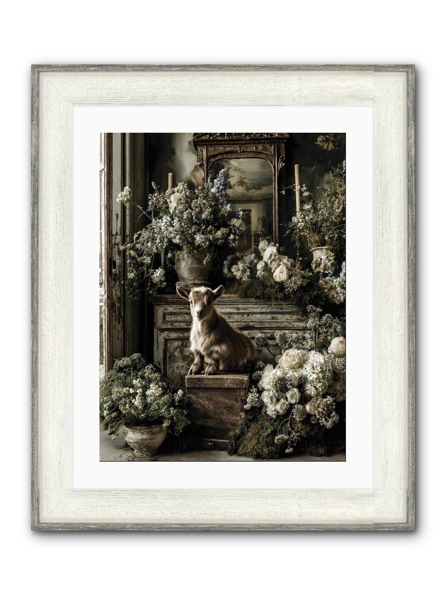 Dew Drop Framed Print - Driftwood White 18x24
