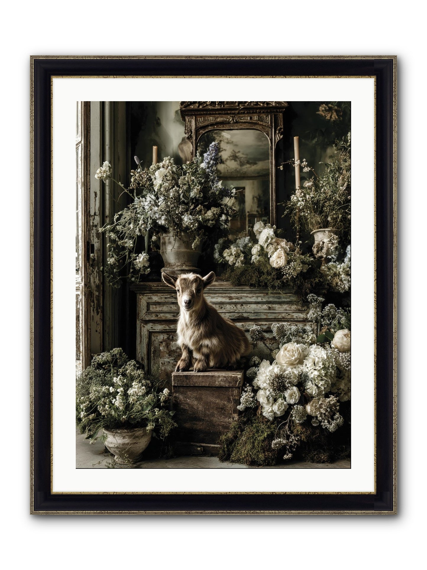 Dew Drop Framed Print - Black & Gold 24x32
