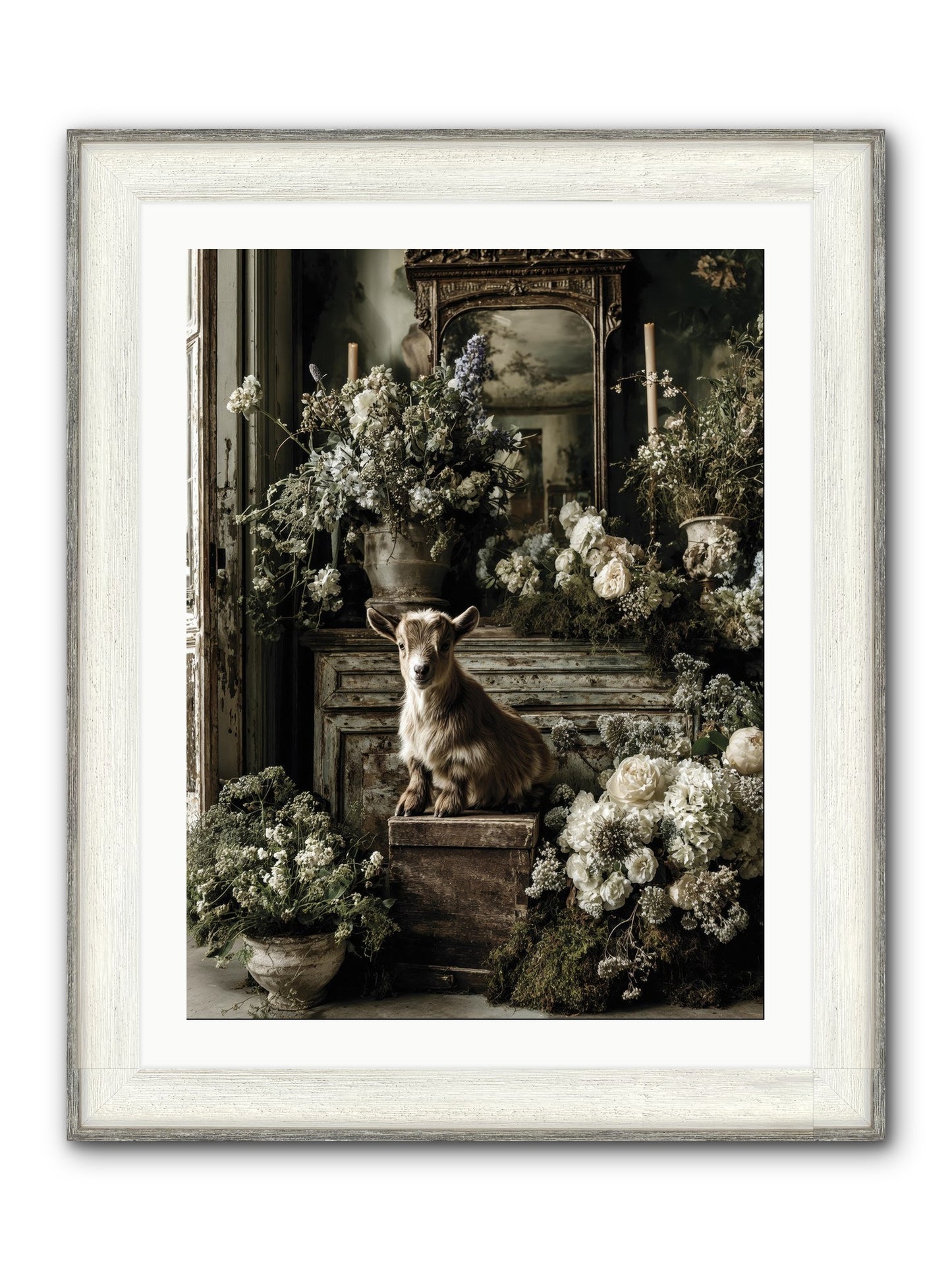 Dew Drop Framed Print - Driftwood White 24x32