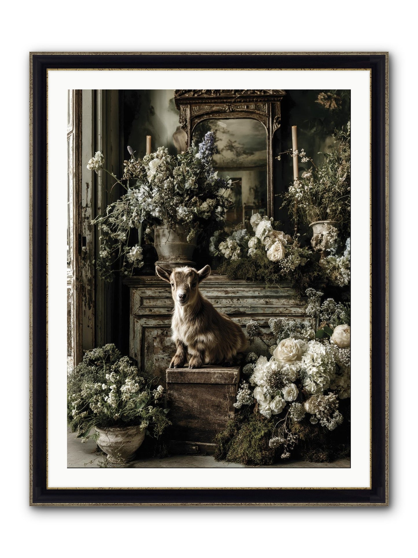 Dew Drop Framed Print - Black & Gold 30x40