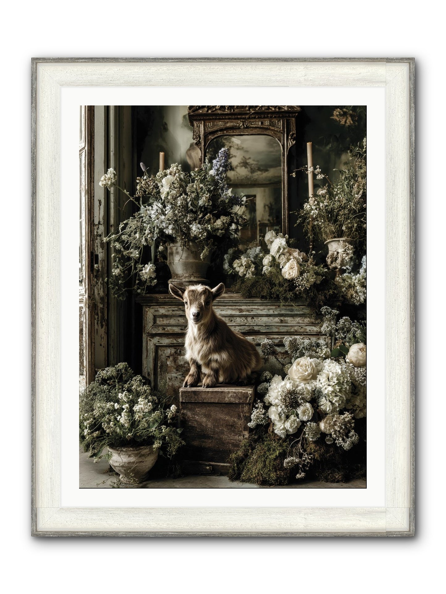 Dew Drop Framed Print - Driftwood White 30x40