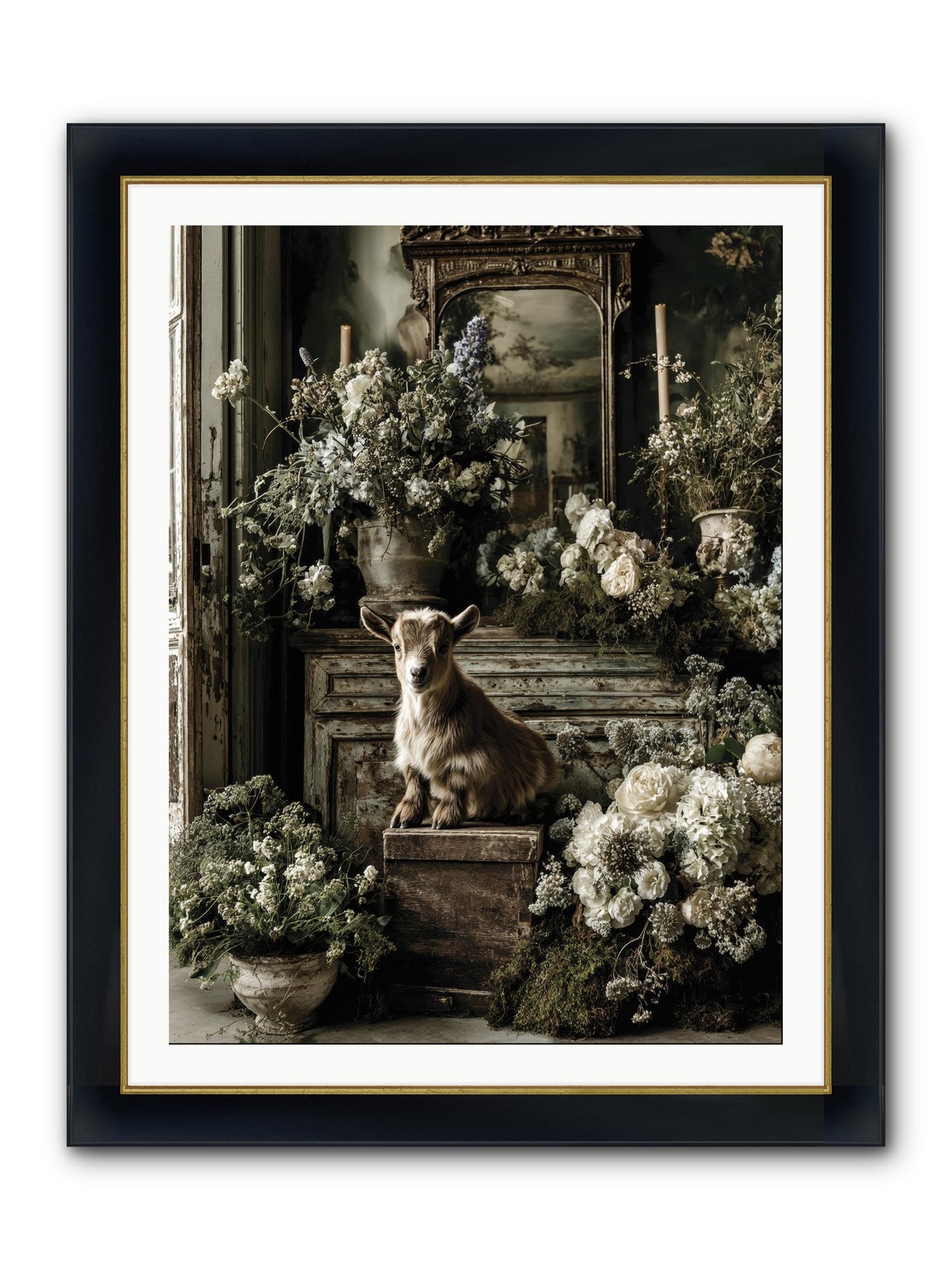 Dew Drop Framed Print - Wide Black w/Gold 30x40