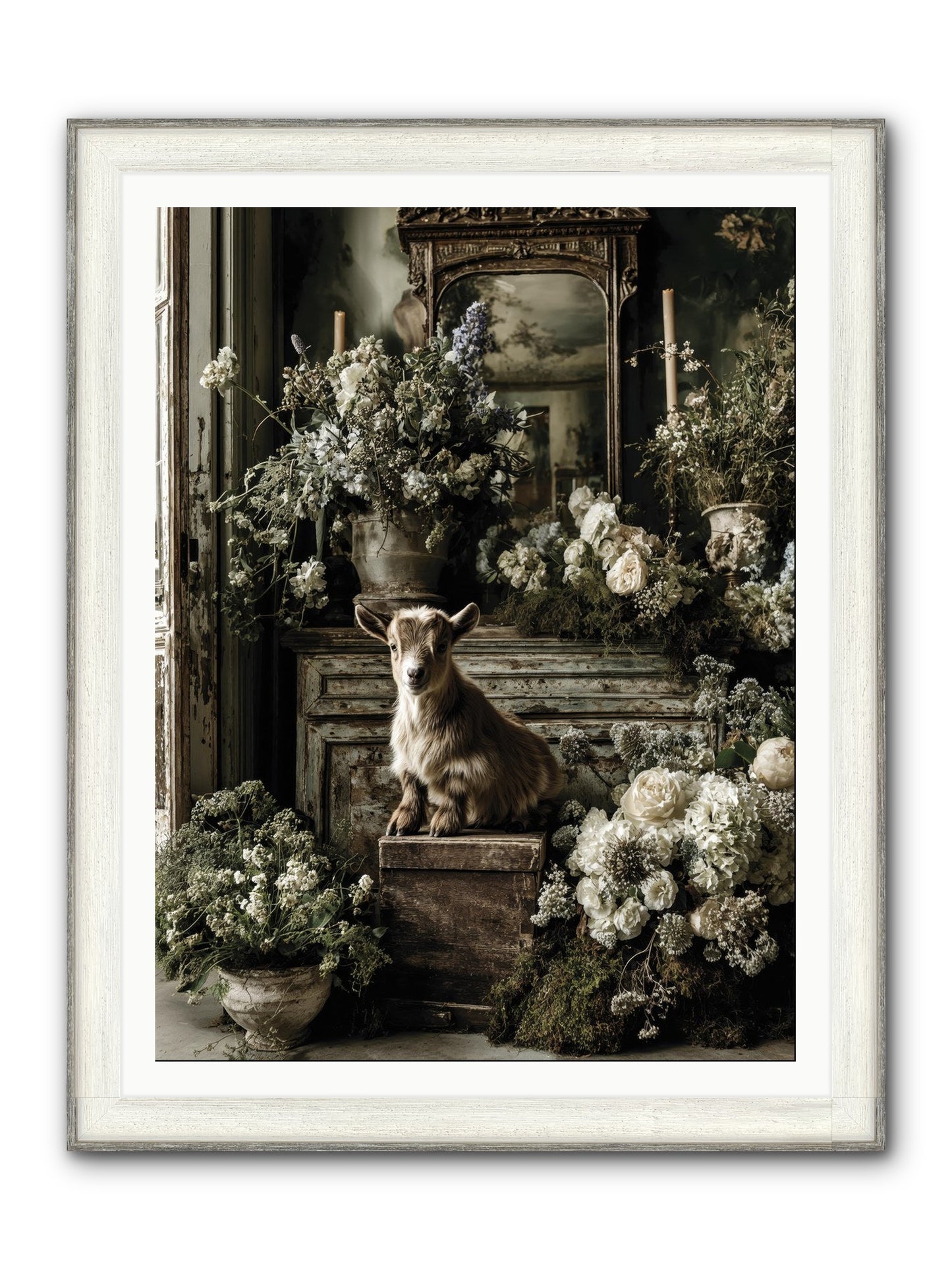 Dew Drop Framed Print - Driftwood White 36x48