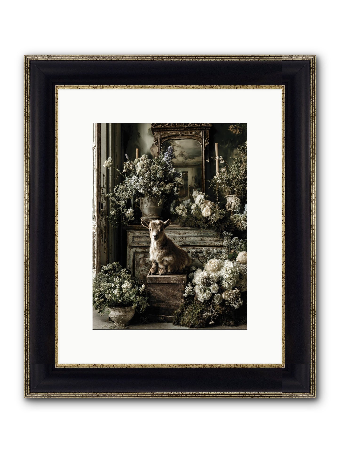Dew Drop Framed Print - Black & Gold 9x12