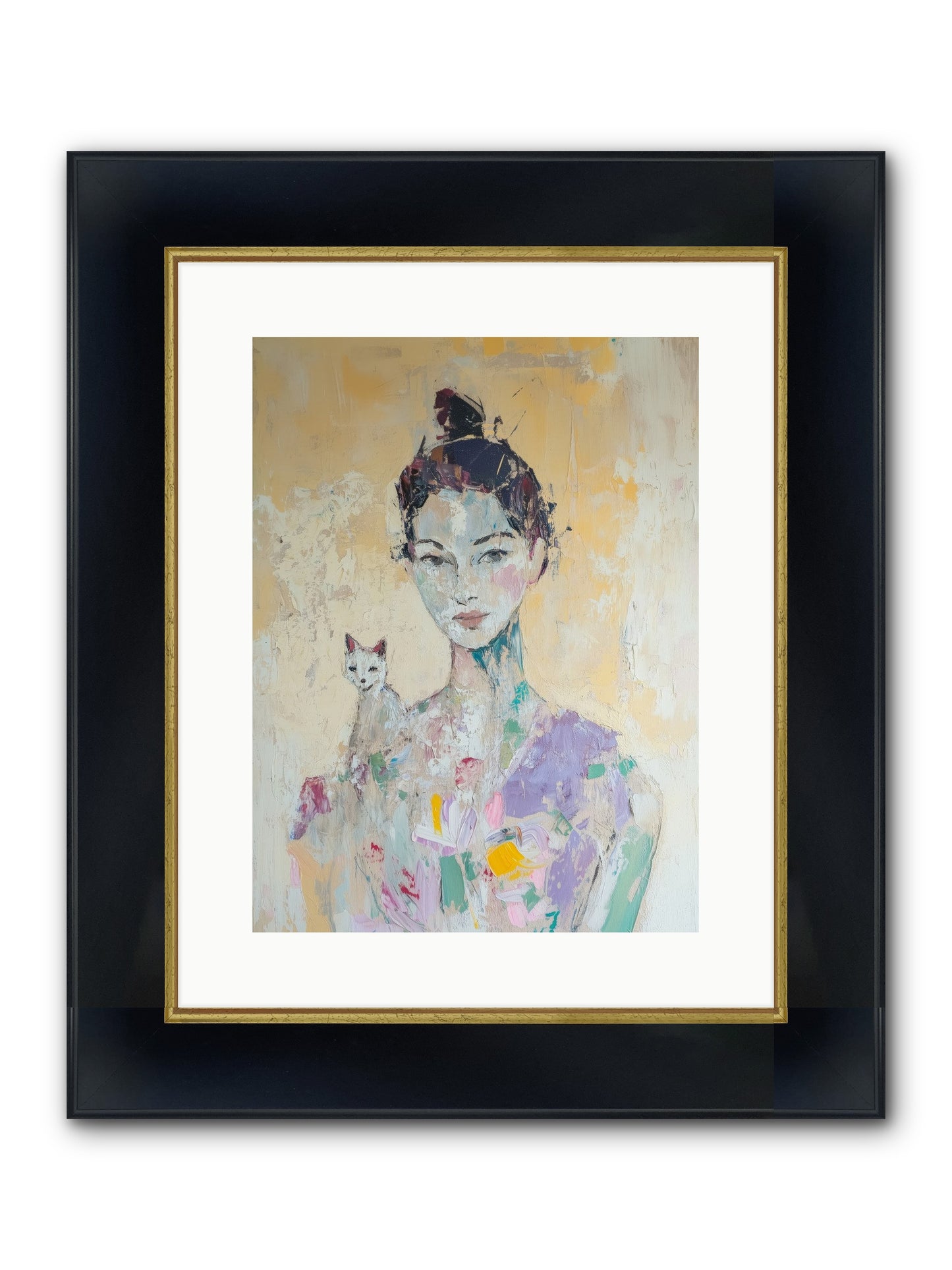 Dewdrop Framed Print - Wide Black w/Gold 12x16