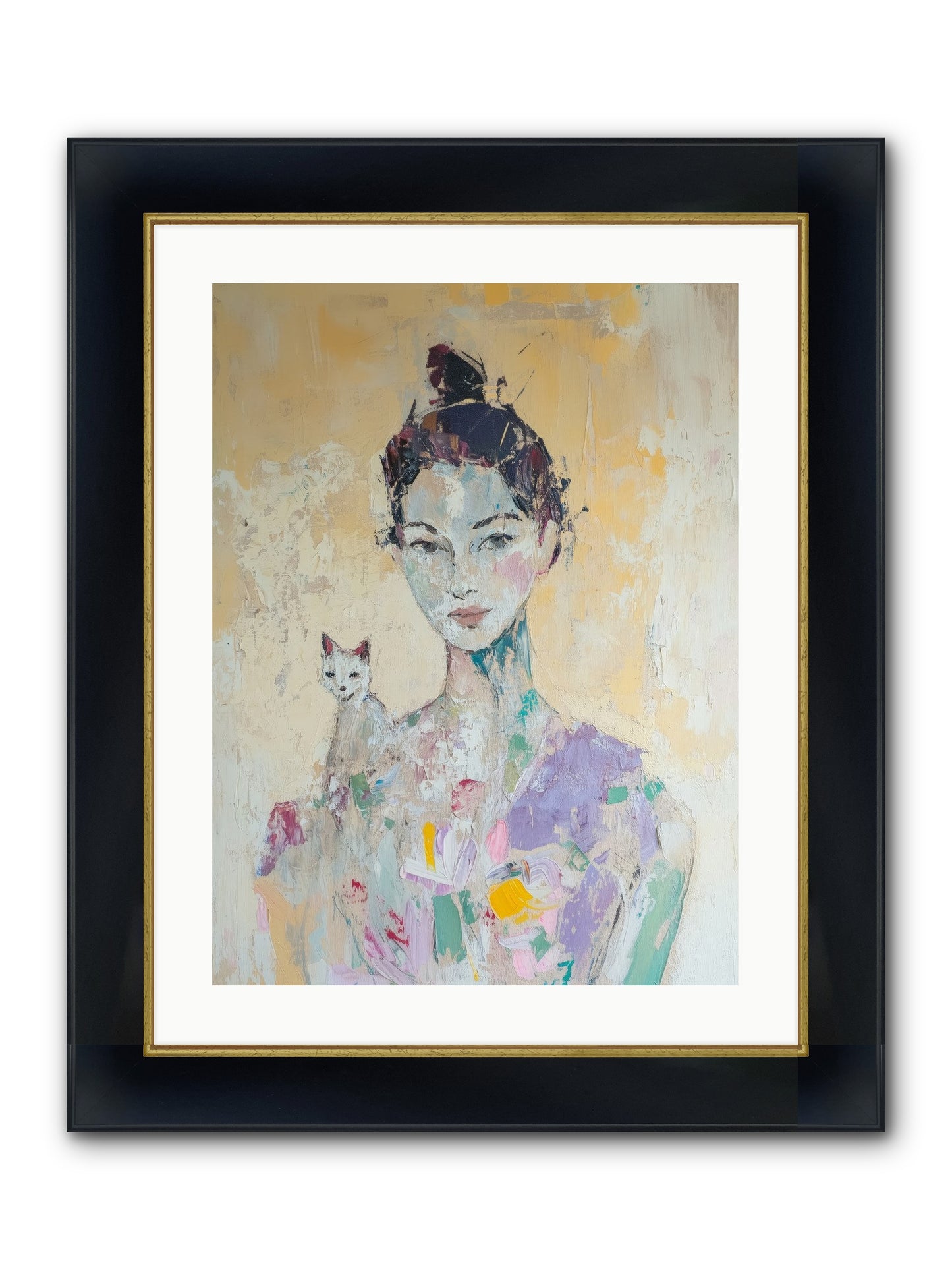 Dewdrop Framed Print - Wide Black w/Gold 18x24