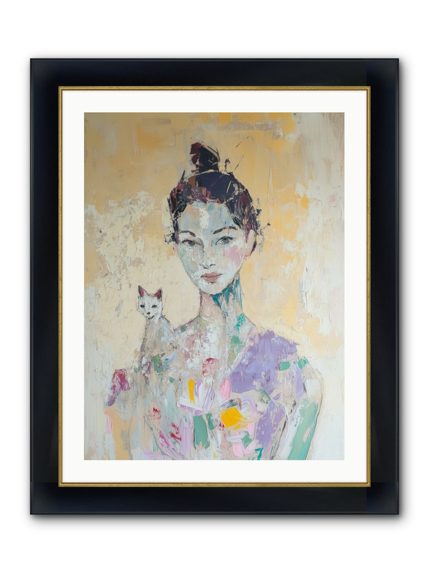 Dewdrop Framed Print - Wide Black w/Gold 24x32