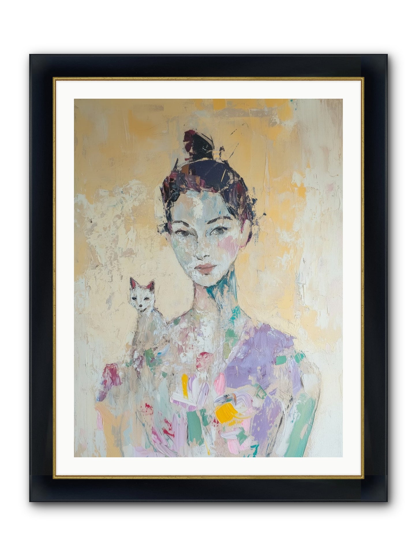 Dewdrop Framed Print - Wide Black w/Gold 30x40