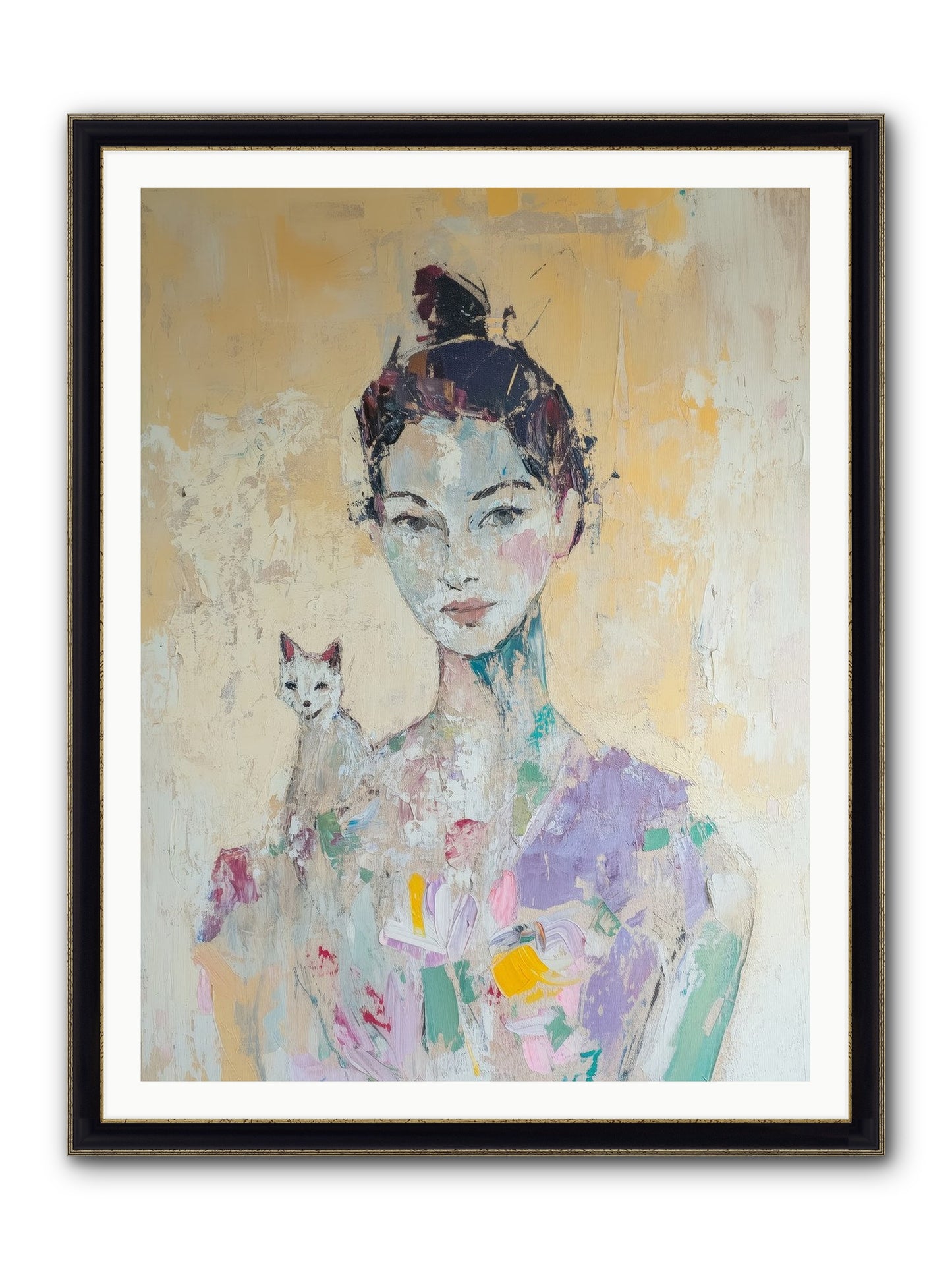 Dewdrop Framed Print - Black & Gold 36x48