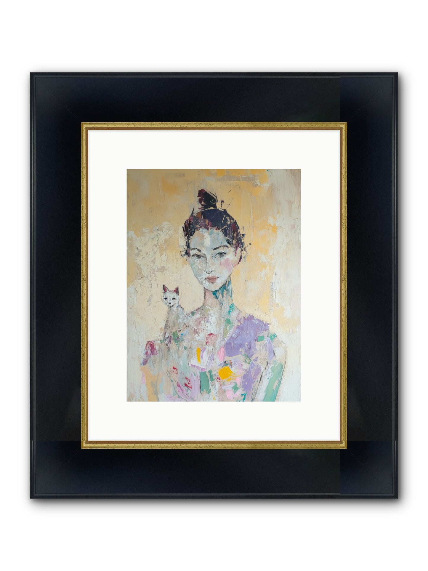 Dewdrop Framed Print - Wide Black w/Gold 9x12