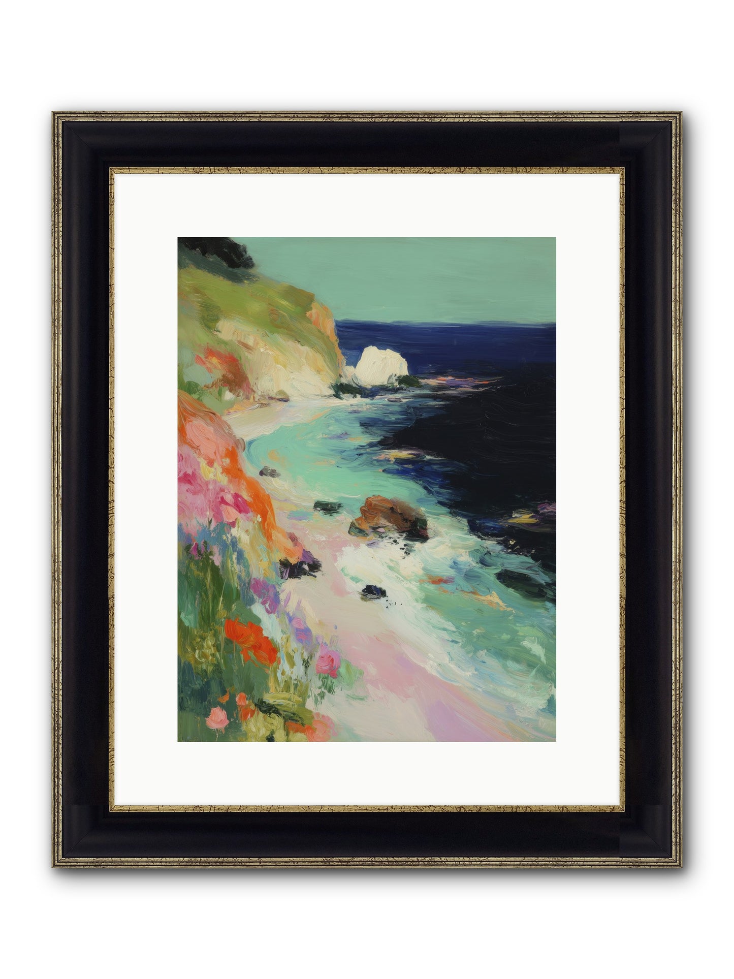 Dewdrop Dreams Framed Print - Black & Gold 12x16