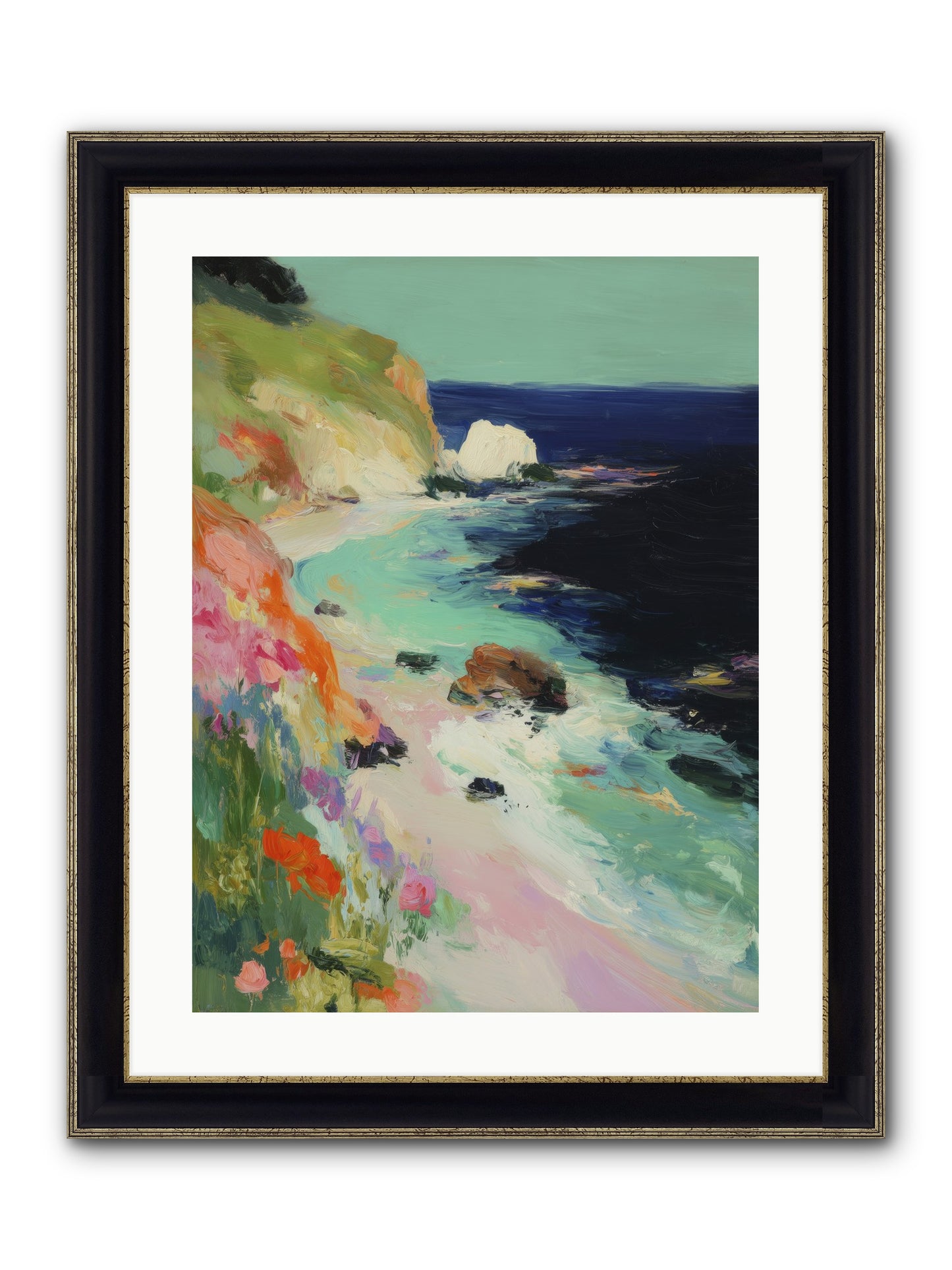 Dewdrop Dreams Framed Print - Black & Gold 18x24