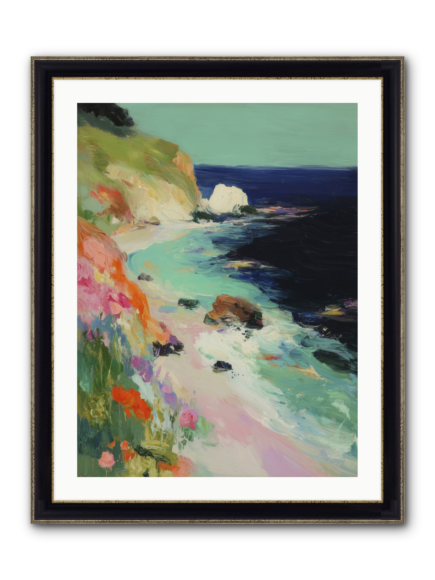 Dewdrop Dreams Framed Print - Black & Gold 24x32