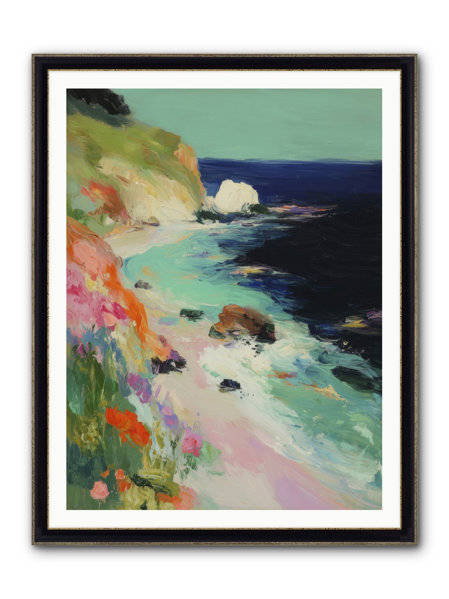 Dewdrop Dreams Framed Print - Black & Gold 36x48
