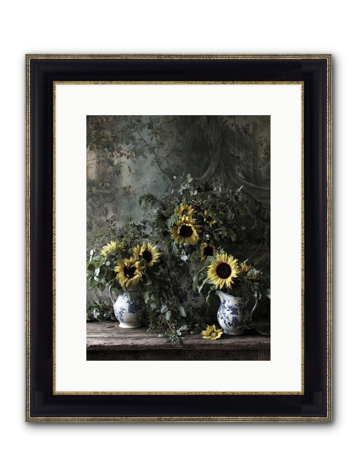 Dimanche Framed Print - Black & Gold 12x16