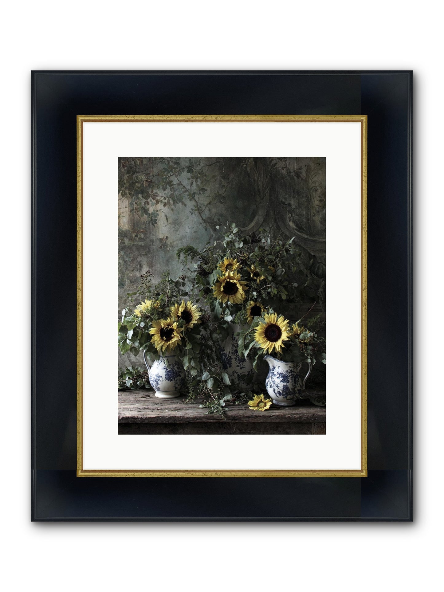 Dimanche Framed Print - Wide Black w/Gold 12x16