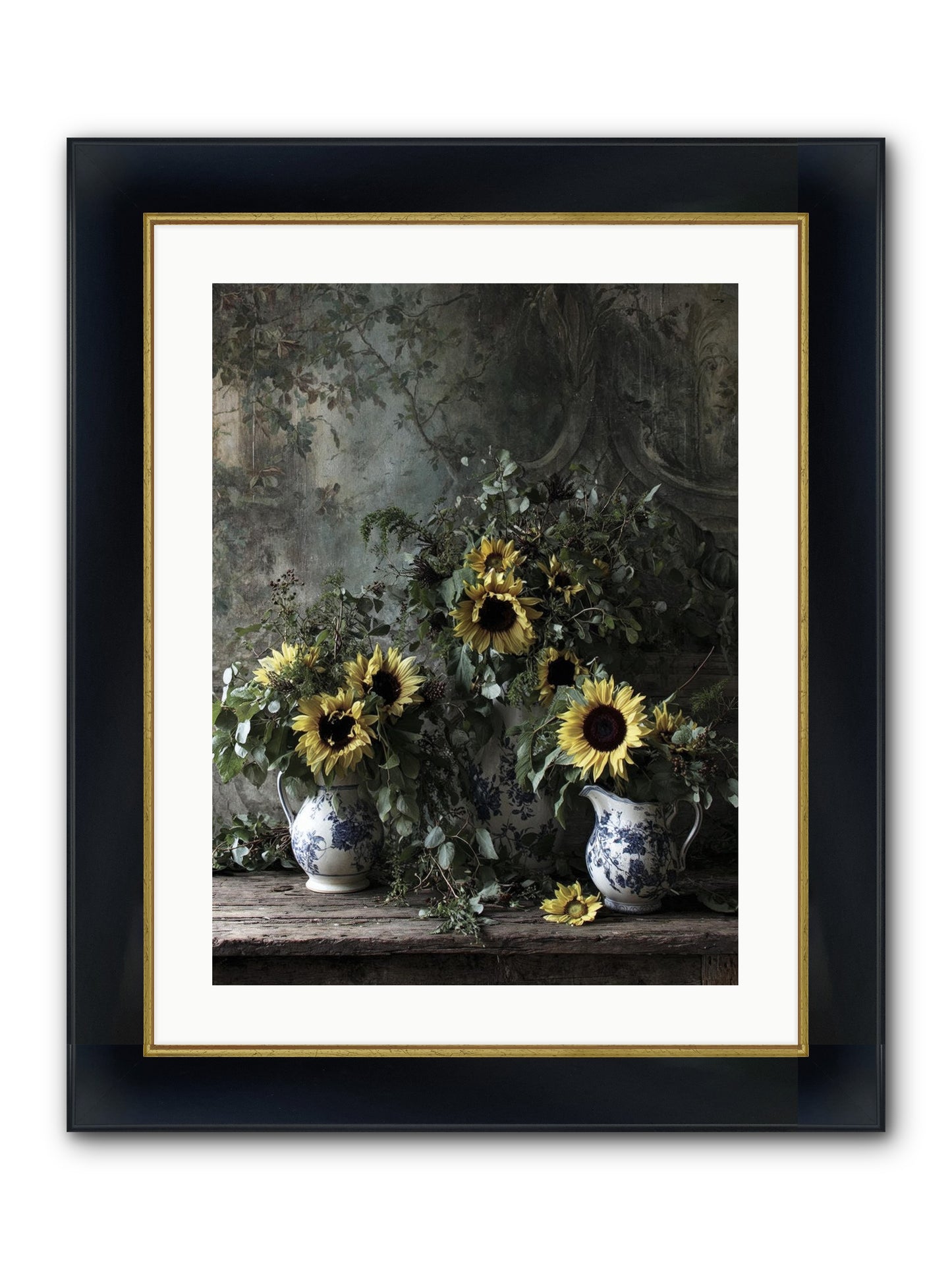 Dimanche Framed Print - Wide Black w/Gold 18x24