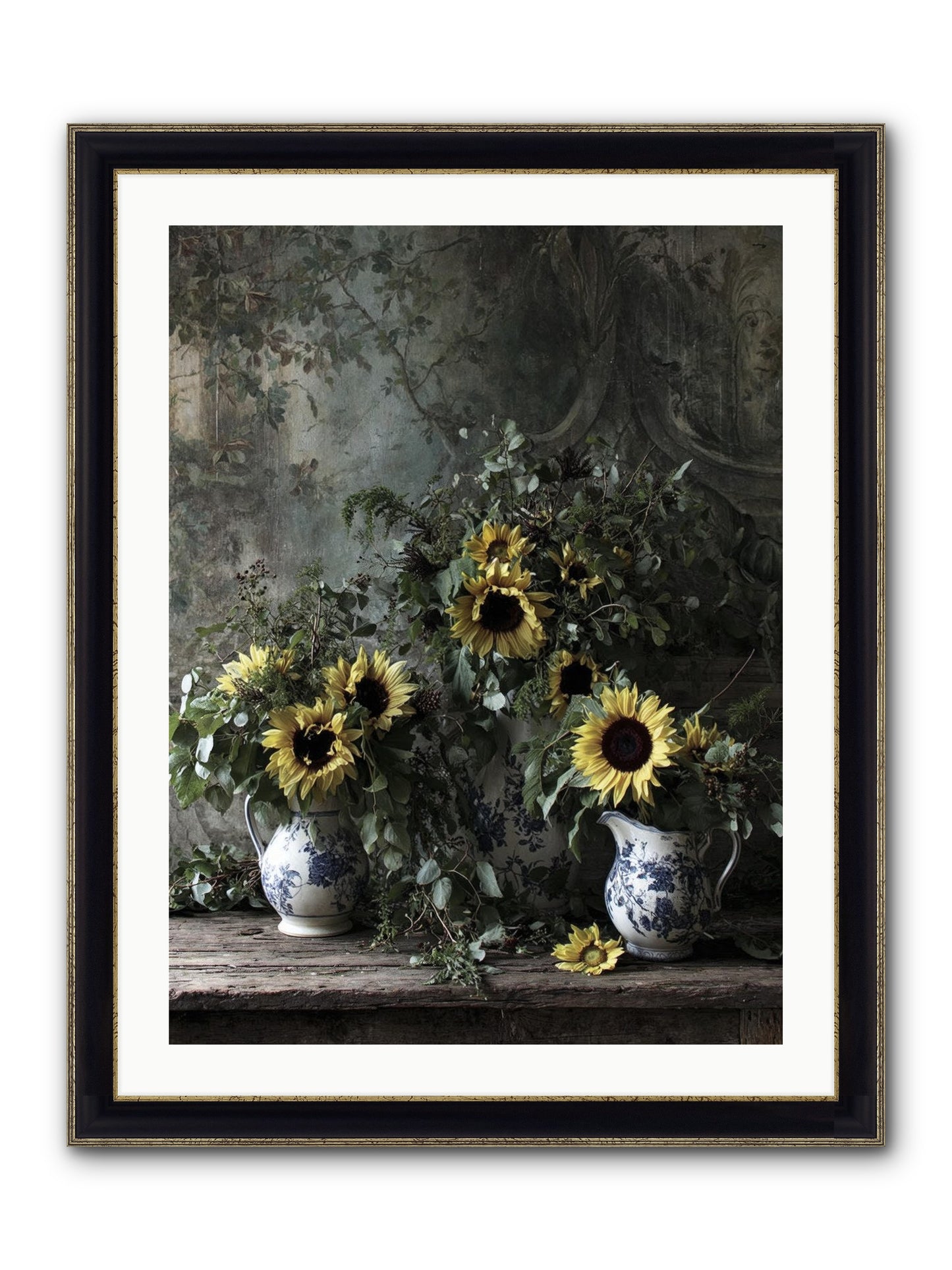 Dimanche Framed Print - Black & Gold 24x32