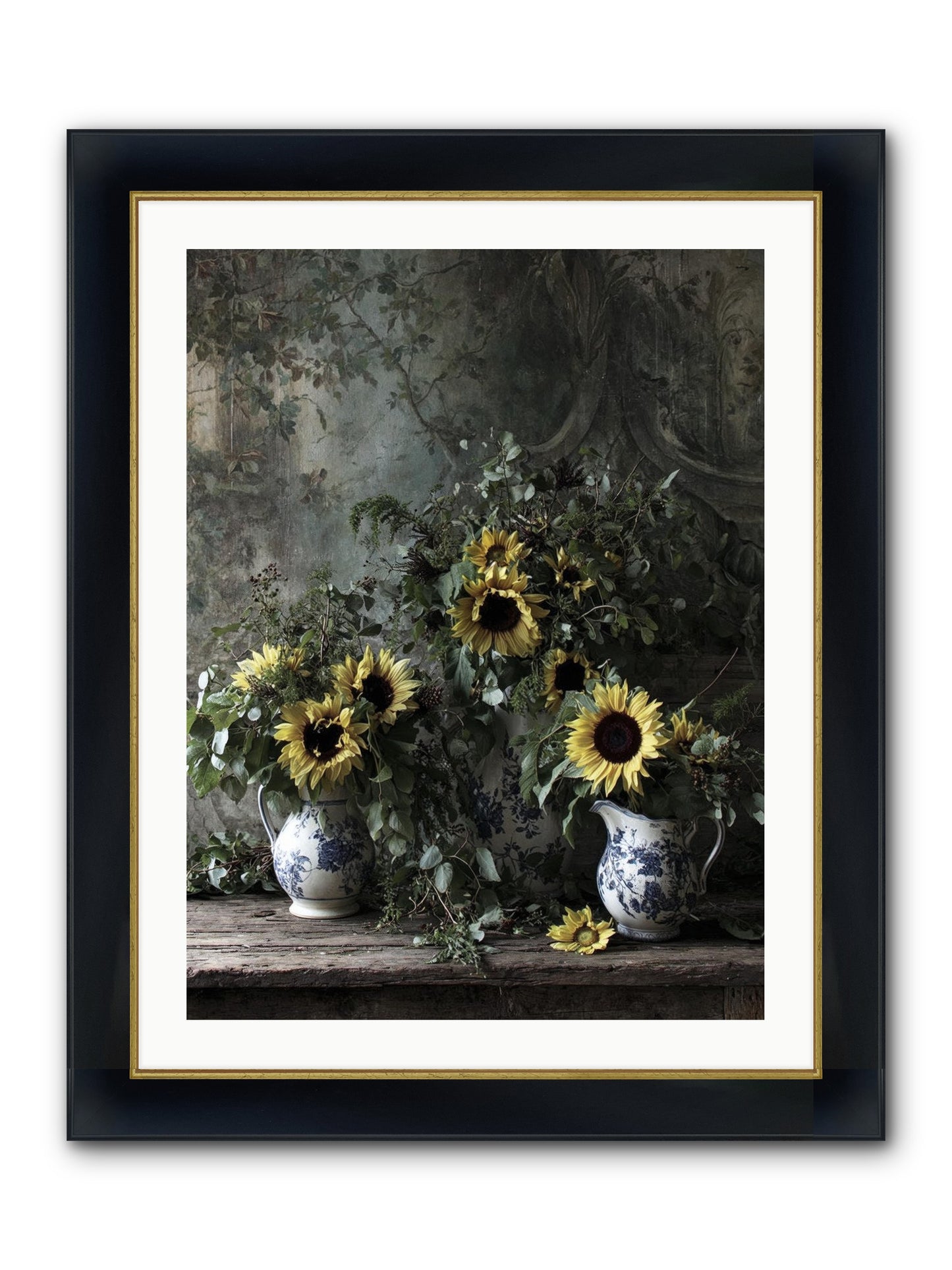 Dimanche Framed Print - Wide Black w/Gold 24x32
