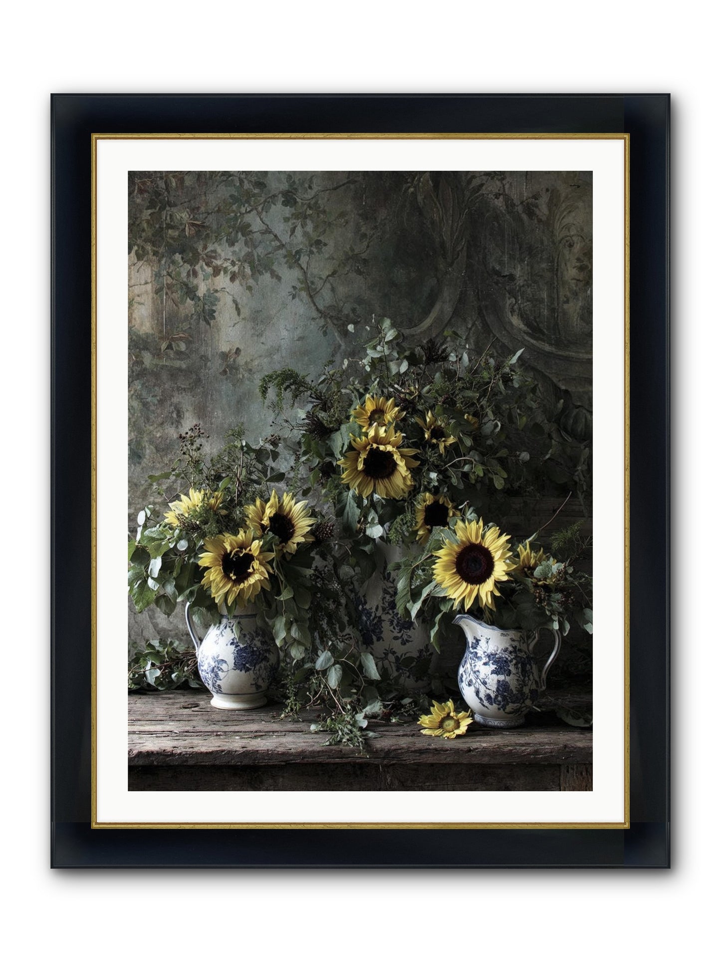 Dimanche Framed Print - Wide Black w/Gold 30x40