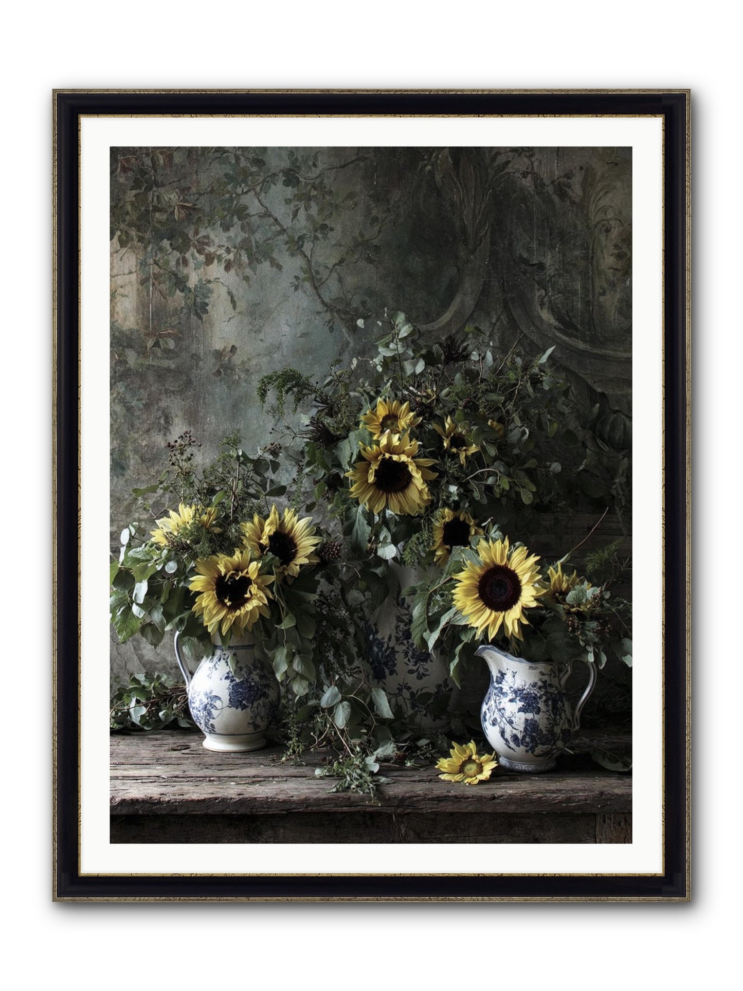 Dimanche Framed Print - Black & Gold 36x48