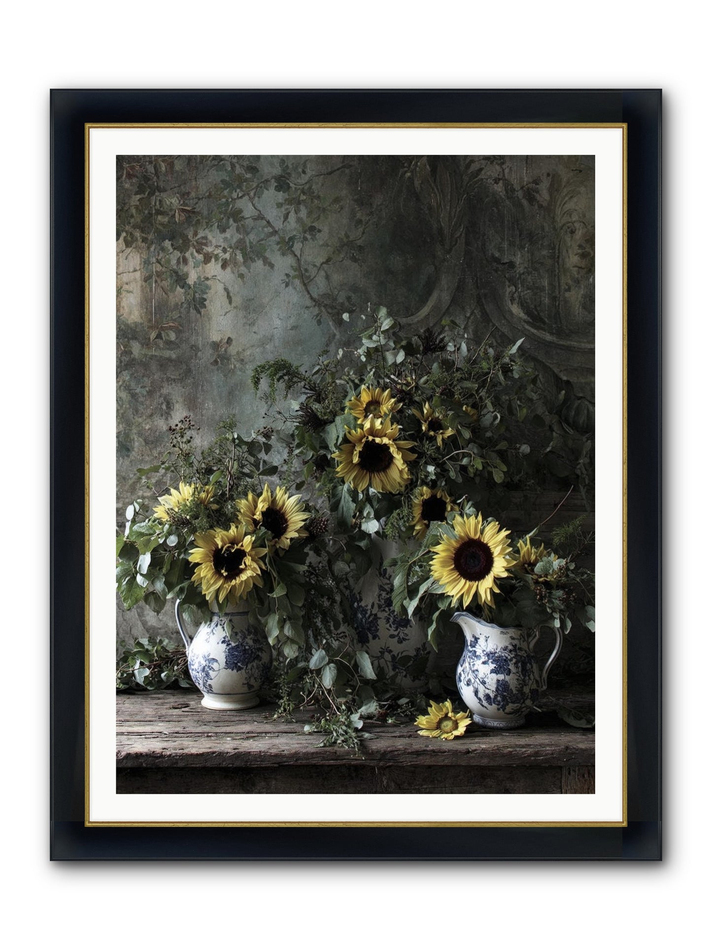 Dimanche Framed Print - Wide Black w/Gold 36x48