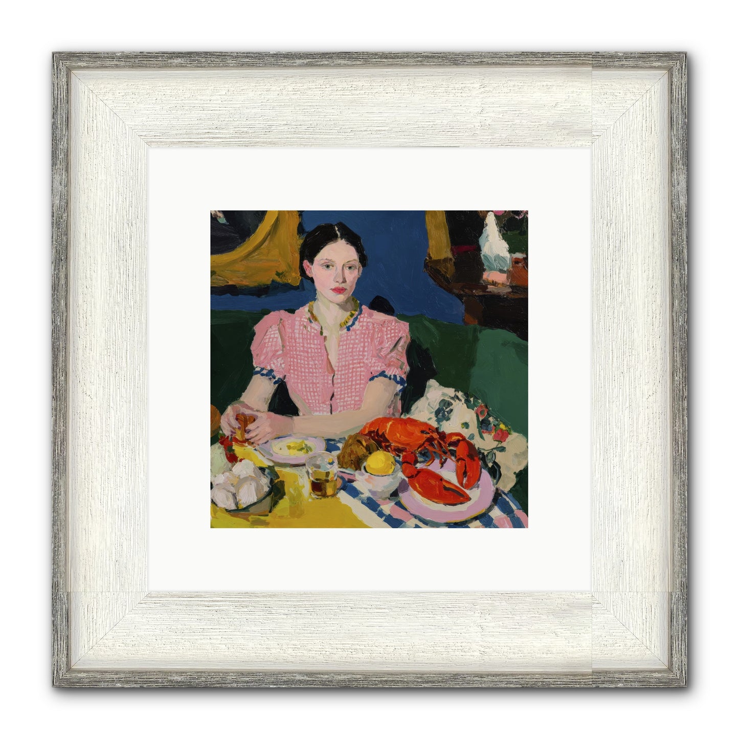 Dinner As Theater Framed Print - Driftwood White 10x10