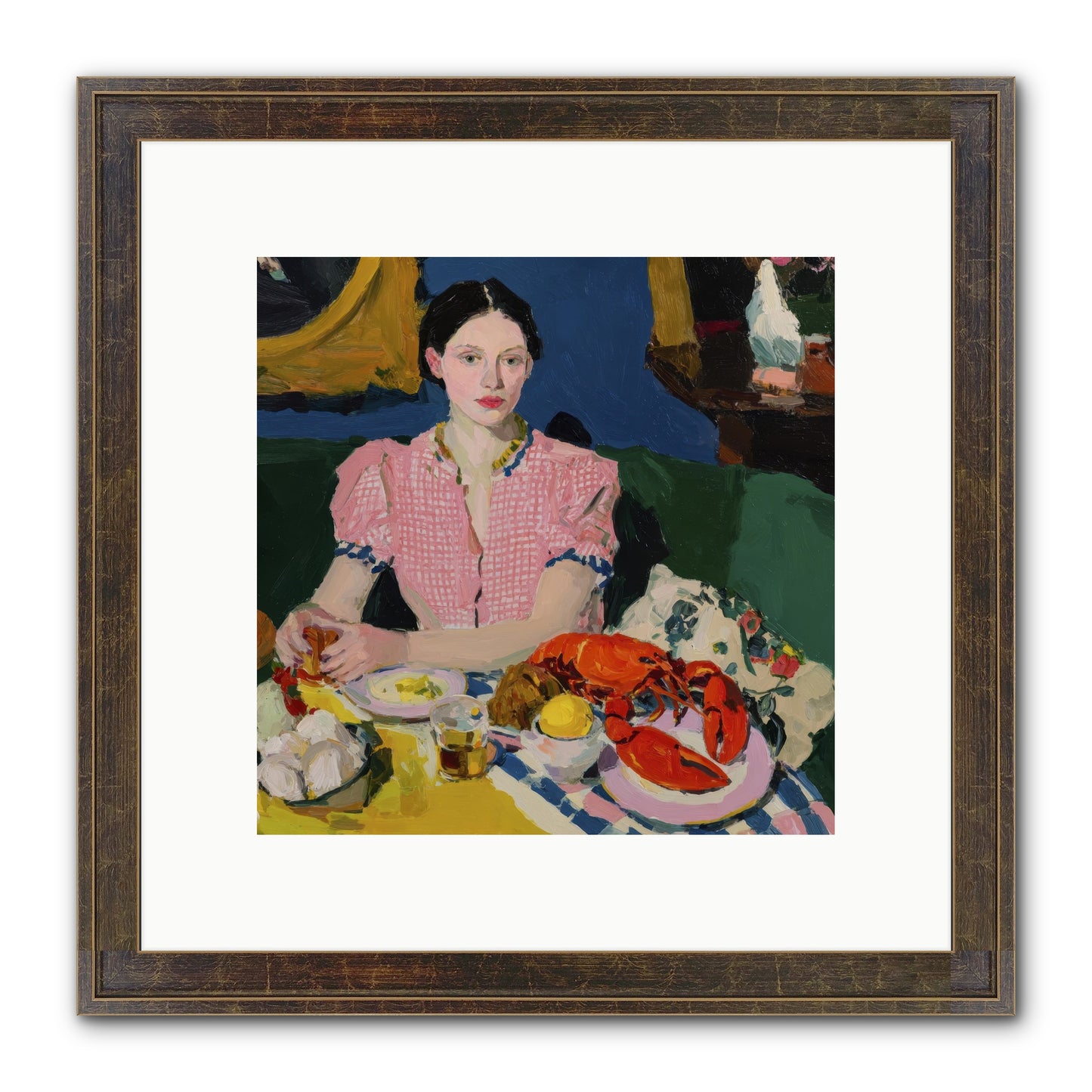 Dinner As Theater Framed Print - Slimwoods Black/Gold 10x10
