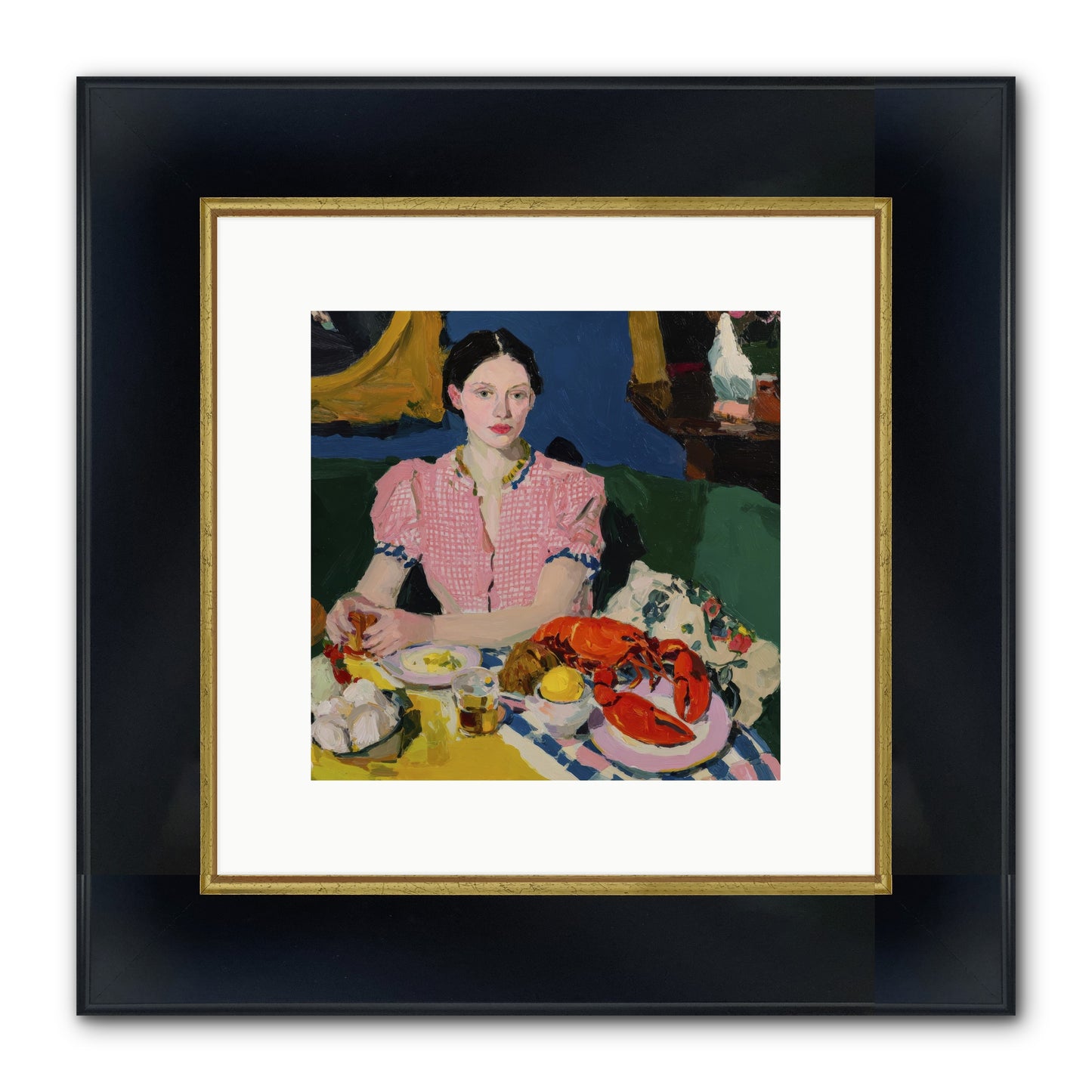 Dinner As Theater Framed Print - Wide Black w/Gold 10x10