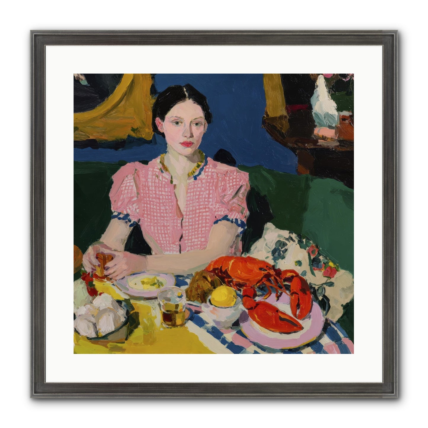 Dinner As Theater Framed Print - Slimwoods Black/Silver 20x20