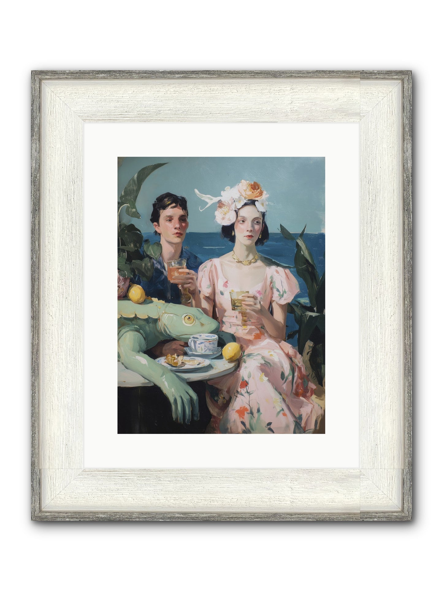 Dinner Party Plot Twist Framed Print - Driftwood White 12x16